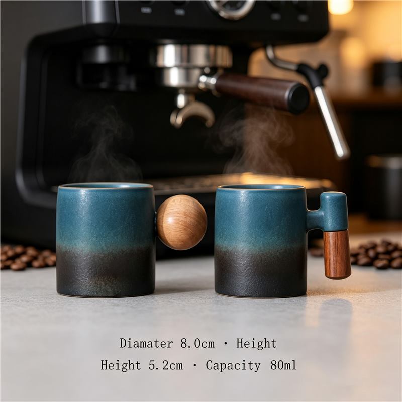 80ml Ceramic Espresso Cup (Wooden Handle) - product image 2