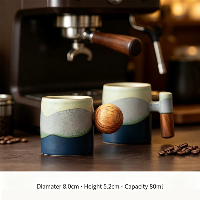 80ml Ceramic Espresso Cup (Wooden Handle) - product image 3