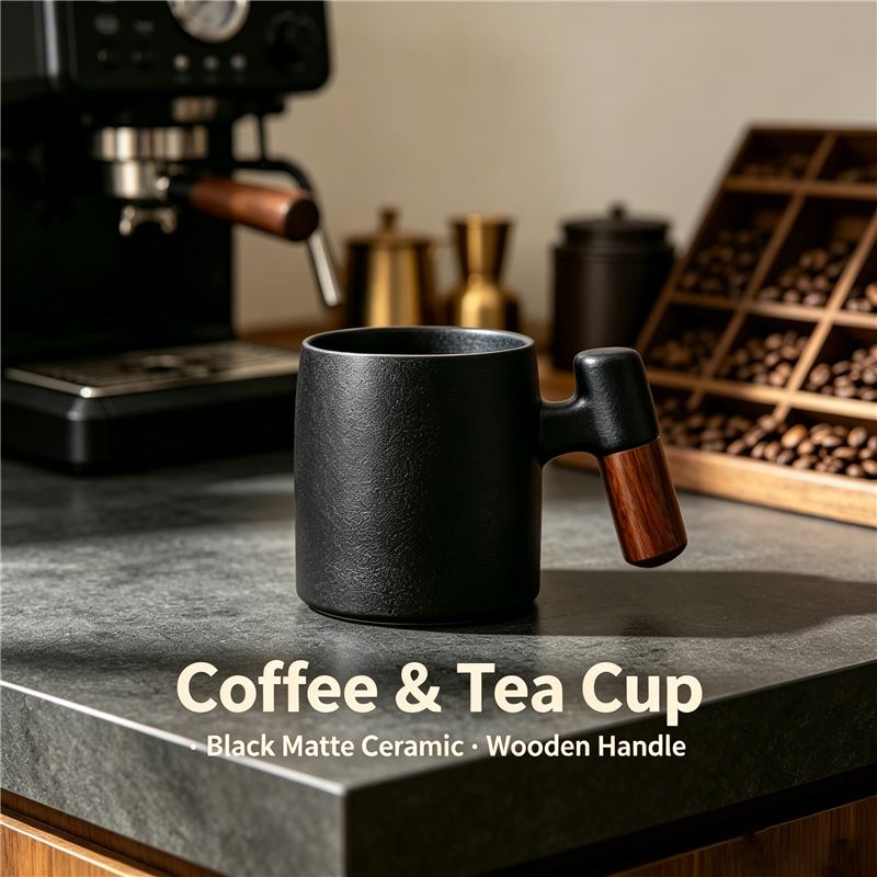 80ml Ceramic Espresso Cup (Wooden Handle) - wholesale coffee beans - Yinor Coffee
