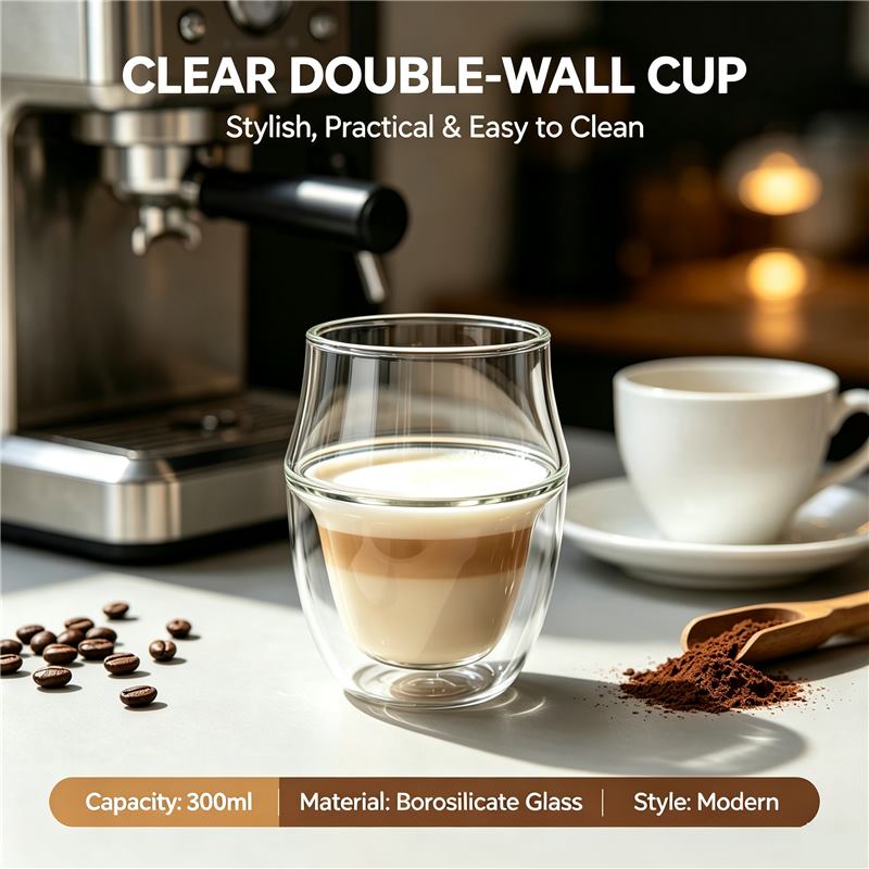 300ml Double Wall Glass Coffee Cup - product image 2