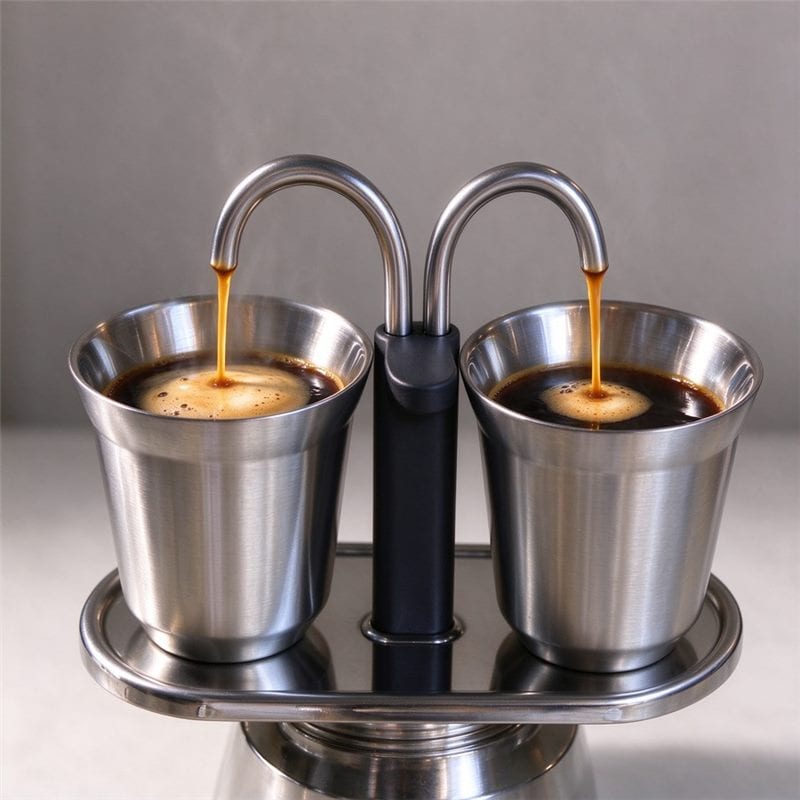 Double Spout Stainless Steel Moka Pot - alternate image